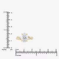 Signature By Modern Bride (F / Vs2) Womens 3 1/4 CT. T.W. Lab Grown White Diamond 14K Gold Oval Side Stone Engagement Ring