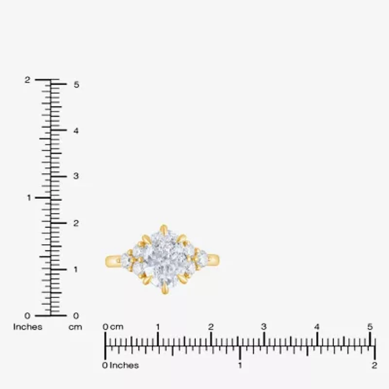 (F / Vs2) Womens 2 7/8 Ct. T.W. Lab Grown White Diamond 10K Gold Oval Engagement Ring