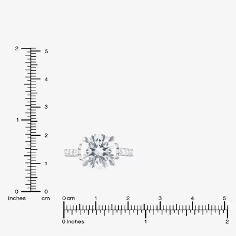 Signature By Modern Bride (F / Vs2) Womens 4 1/2 CT. T.W. Lab Grown White Diamond 14K Gold Round Side Stone Engagement Ring