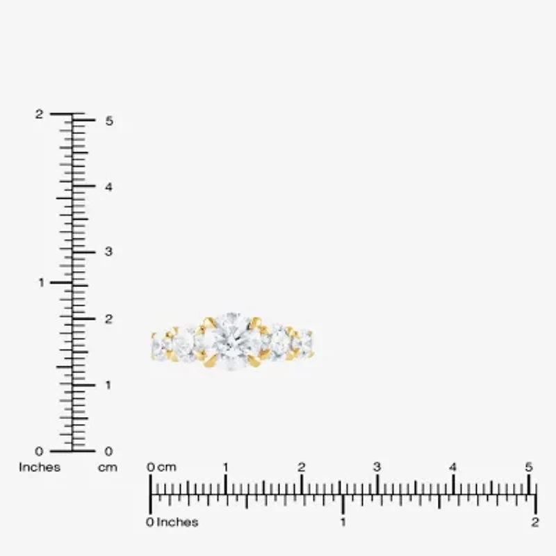 (F / Vs2) Womens 3 CT. T.W. Lab Grown White Diamond 14K Gold Round 5-Stone Engagement Ring