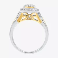 (H-I/I1) Womens 3/4 CT. T.W. Lab Grown White Diamond 14K Two Tone Gold Over Silver Pear Side Stone Halo Bridal Set