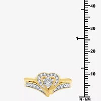 (H-I, I1) Womens 3/8 CT. T.W. Lab Grown White Diamond 14K Gold Over Silver Heart Engagement Ring