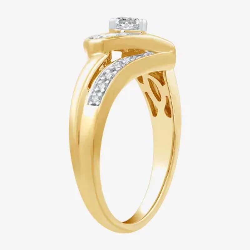 (H-I, I1) Womens 3/8 CT. T.W. Lab Grown White Diamond 14K Gold Over Silver Heart Engagement Ring
