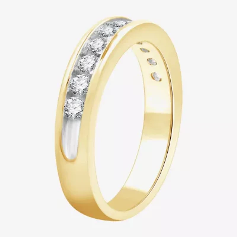 (H-I / I1) Womens 4MM 1/2 CT. T.W. Lab Grown White Diamond 14K Gold Over Silver Wedding Band