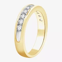 (H-I / I1) Womens 4MM 1/2 CT. T.W. Lab Grown White Diamond 14K Gold Over Silver Wedding Band