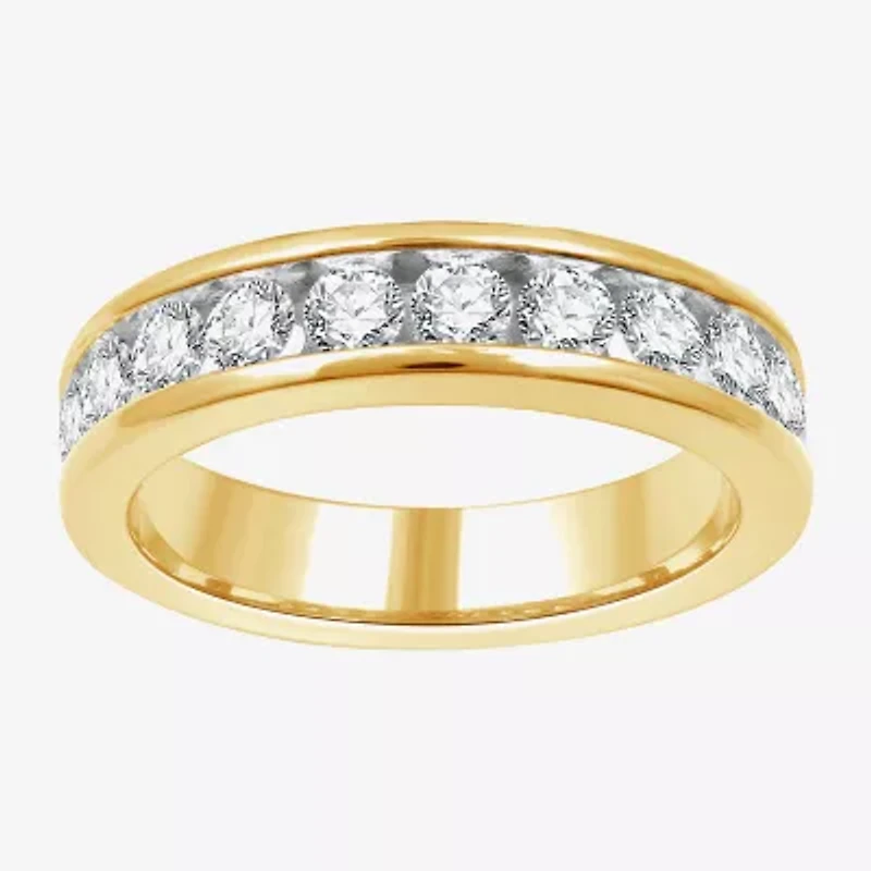 (H-I / I1) Womens 5MM 1 CT. T.W. Lab Grown White Diamond 14K Gold Over Silver Wedding Band