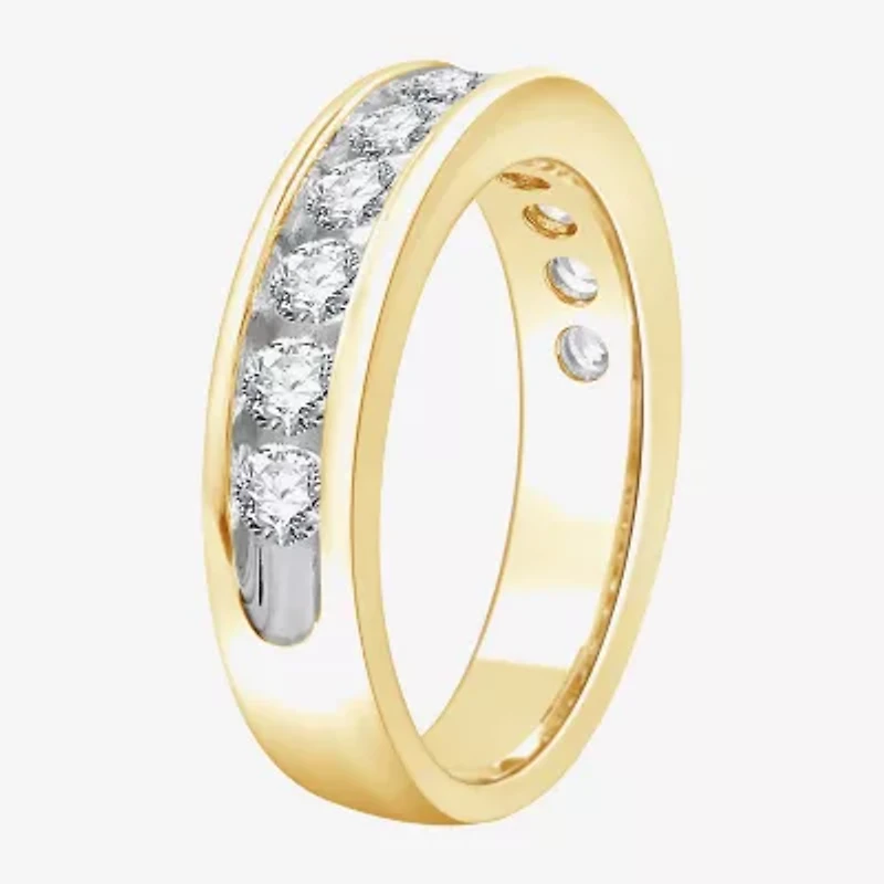 (H-I / I1) Womens 5MM 1 CT. T.W. Lab Grown White Diamond 14K Gold Over Silver Wedding Band