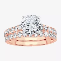 F-G/ Vs2-Si1) Womens / CT. T.W. Lab Grown White Diamond 14K Rose Gold Round Side Stone Bridal Set