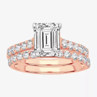 Signature By Modern Bride (F-G/ Vs2-Si1) Womens / CT. T.W. Lab Grown White Diamond 14K Rose Gold Side Stone Bridal Set