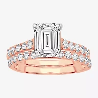 Signature By Modern Bride (F-G/ Vs2-Si1) Womens 4 CT. T.W. Lab Grown White Diamond 14K Rose Gold Side Stone Bridal Set