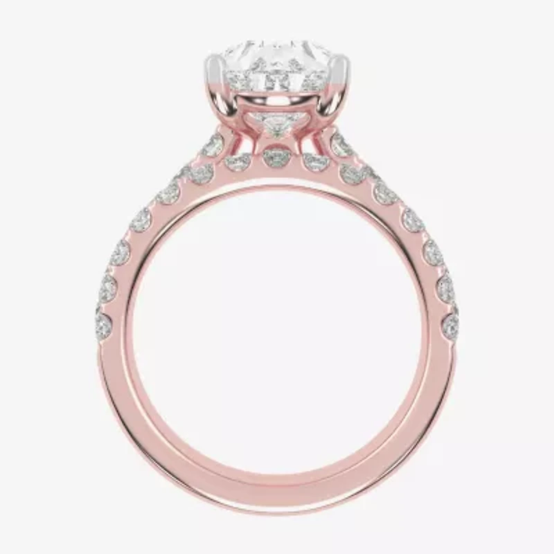 F-G/ Vs2-Si1) Womens CT. T.W. Lab Grown White Diamond 14K Rose Gold Pear Side Stone Bridal Set