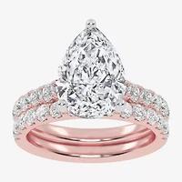 F-G/ Vs2-Si1) Womens CT. T.W. Lab Grown White Diamond 14K Rose Gold Pear Side Stone Bridal Set