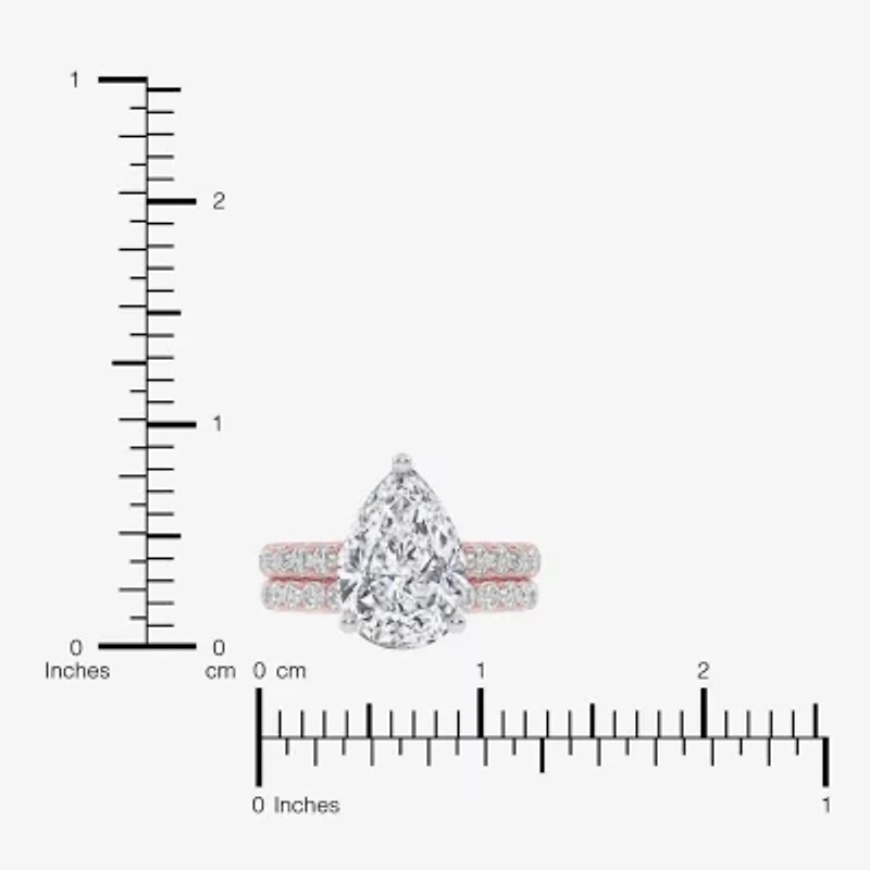 F-G/ Vs2-Si1) Womens CT. T.W. Lab Grown White Diamond 14K Rose Gold Pear Side Stone Bridal Set