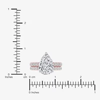 F-G/ Vs2-Si1) Womens CT. T.W. Lab Grown White Diamond 14K Rose Gold Pear Side Stone Bridal Set