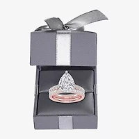 F-G/ Vs2-Si1) Womens CT. T.W. Lab Grown White Diamond 14K Rose Gold Pear Side Stone Bridal Set
