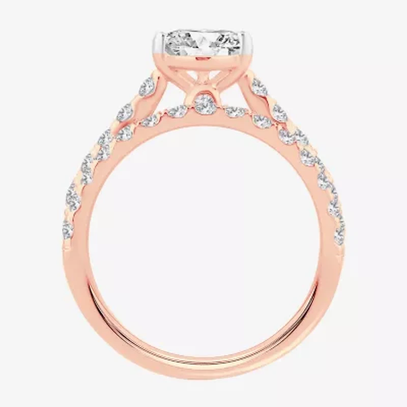 Signature By Modern Bride (F-G/ Vs2-Si1) Womens 2 1/2 CT. T.W. Lab Grown White Diamond 14K Rose Gold Pear Side Stone Bridal Set
