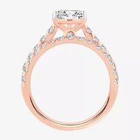 Signature By Modern Bride (F-G/ Vs2-Si1) Womens 2 1/2 CT. T.W. Lab Grown White Diamond 14K Rose Gold Pear Side Stone Bridal Set