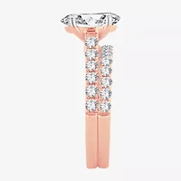 (F-G/ Vs2-Si1) Womens 4 CT. T.W. Lab Grown White Diamond 14K Rose Gold Oval Side Stone Bridal Set
