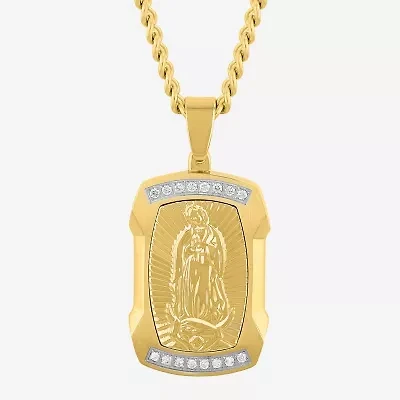 Mens 1/5 CT. Lab Grown White Diamond Stainless Steel Rectangular Pendant