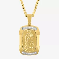 Mens 1/5 CT. Lab Grown White Diamond Stainless Steel Rectangular Pendant