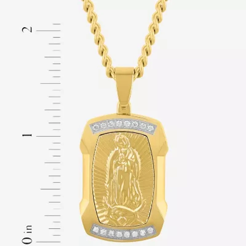 Mens 1/5 CT. Lab Grown White Diamond Stainless Steel Rectangular Pendant