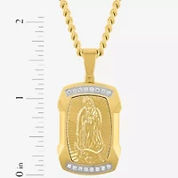 Mens 1/5 CT. Lab Grown White Diamond Stainless Steel Rectangular Pendant