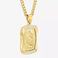 Mens 1/5 CT. Lab Grown White Diamond Stainless Steel Rectangular Pendant