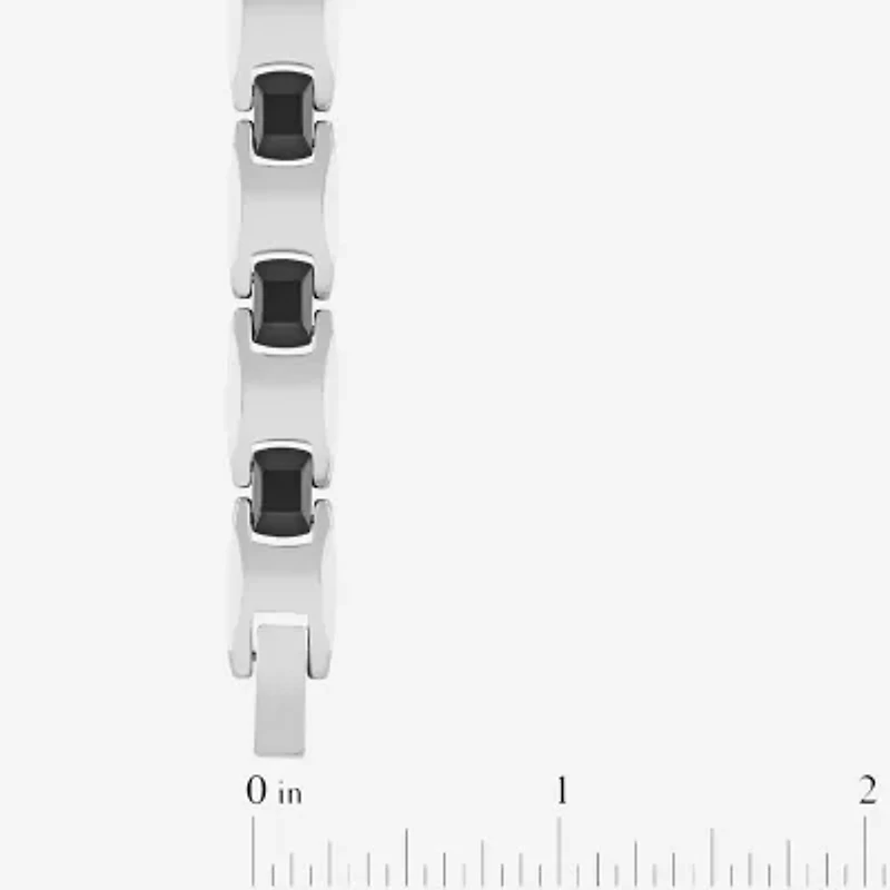 Mens Tungsten Solid Round 9 Inch Link Bracelet