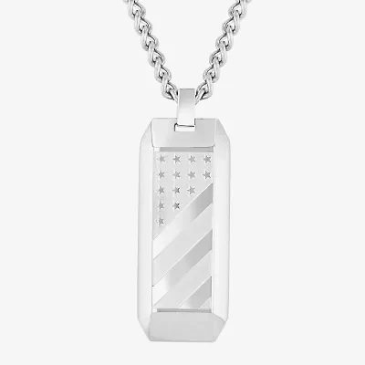 Mens Stainless Steel Rectangular Pendant