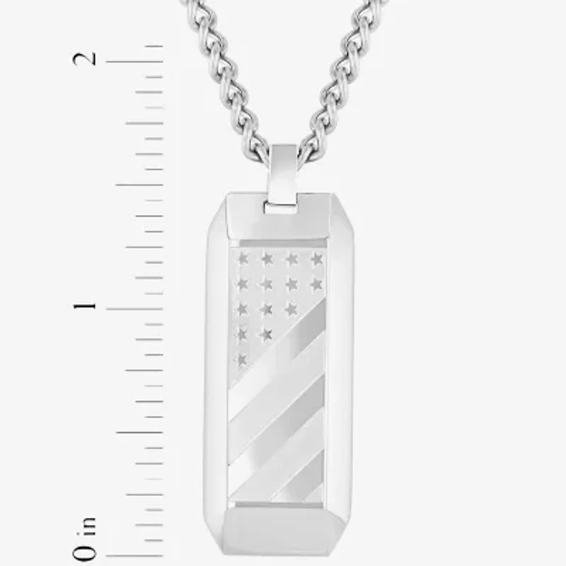Mens Stainless Steel Rectangular Pendant