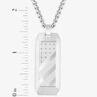 Mens Stainless Steel Rectangular Pendant