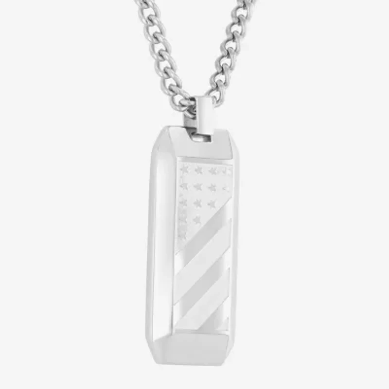 Mens Stainless Steel Rectangular Pendant
