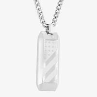 Mens Stainless Steel Rectangular Pendant