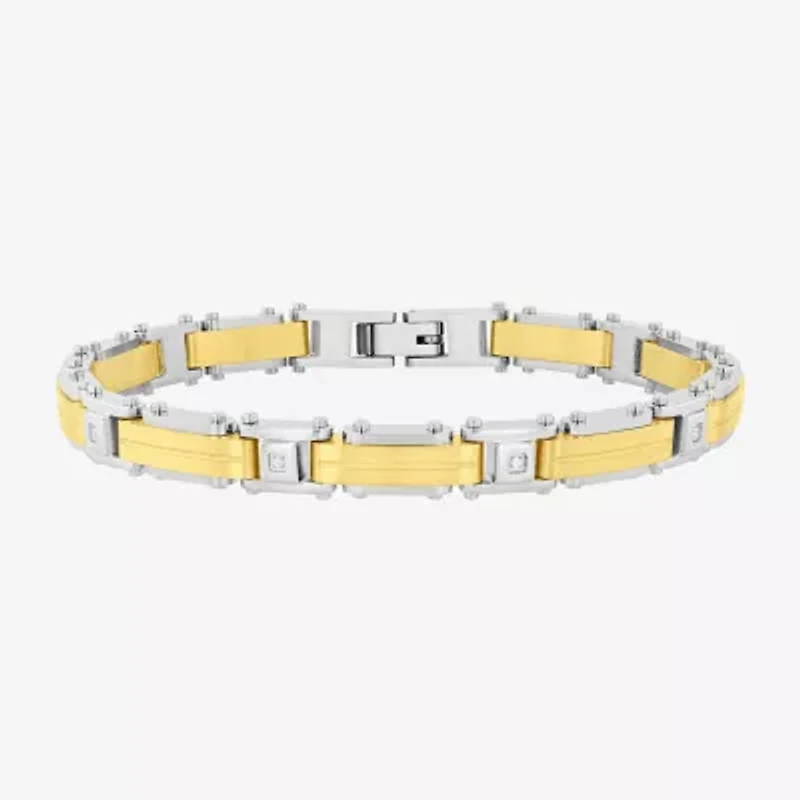 (H-I, I2-I3) Mens Stainless Steel Solid 8 1/2 Inch Link Bracelet