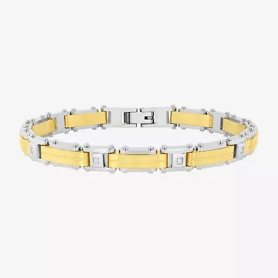 (H-I, I2-I3) Mens Stainless Steel Solid 8 1/2 Inch Link Bracelet