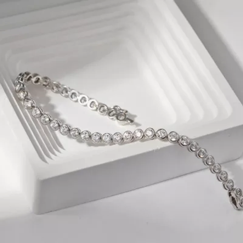 Diamonart Womens Cubic Zirconia Sterling Silver 7.25 Inch Tennis Bracelet