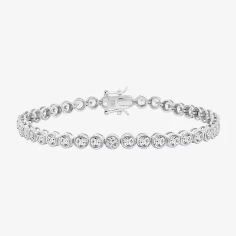 Diamonart Womens Cubic Zirconia Sterling Silver 7.25 Inch Tennis Bracelet
