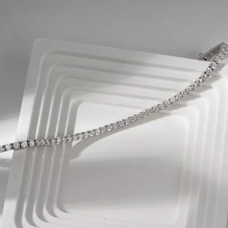 Diamonart Womens Cubic Zirconia Sterling Silver 7.25 Inch Tennis Bracelet