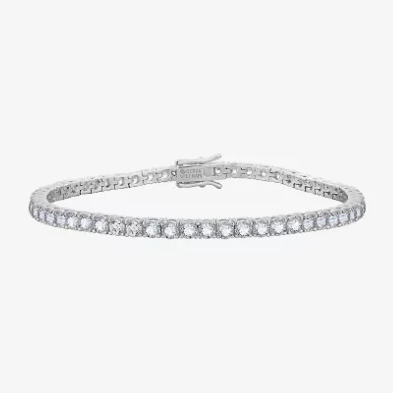 Diamonart Womens Cubic Zirconia Sterling Silver 7.25 Inch Tennis Bracelet