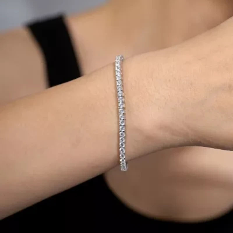 Diamonart Womens Cubic Zirconia Sterling Silver 7.25 Inch Tennis Bracelet