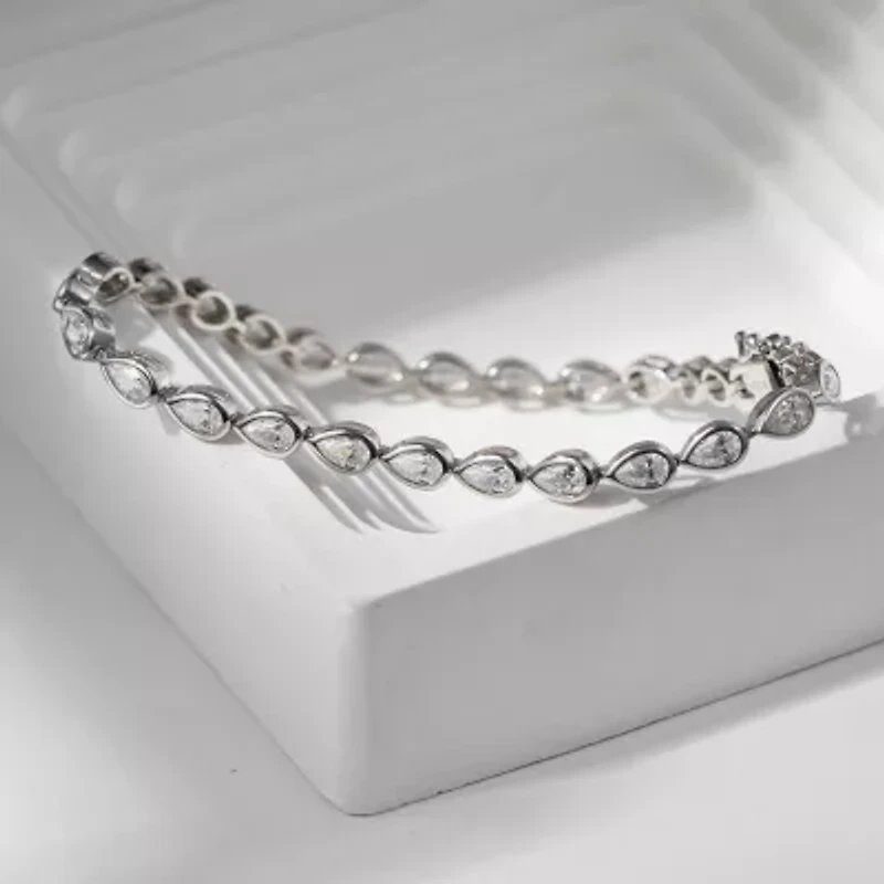 Diamonart Womens Cubic Zirconia Sterling Silver 7.25 Inch Tennis Bracelet