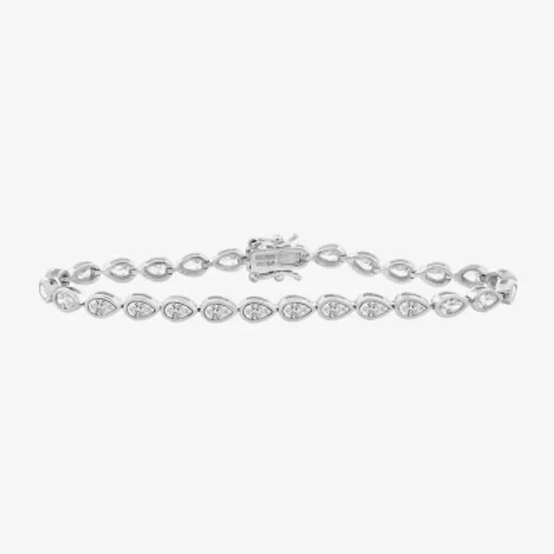 Diamonart Womens Cubic Zirconia Sterling Silver 7.25 Inch Tennis Bracelet