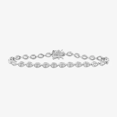 Diamonart Womens Cubic Zirconia Sterling Silver 7.25 Inch Tennis Bracelet