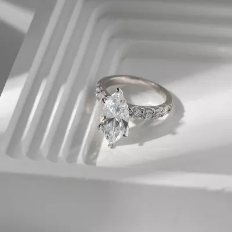 Diamonart Womens Cubic Zirconia Sterling Silver Marquise Side Stone Cocktail Ring