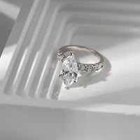 Diamonart Womens Cubic Zirconia Sterling Silver Marquise Side Stone Cocktail Ring