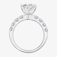 Diamonart Womens Cubic Zirconia Sterling Silver Marquise Side Stone Cocktail Ring