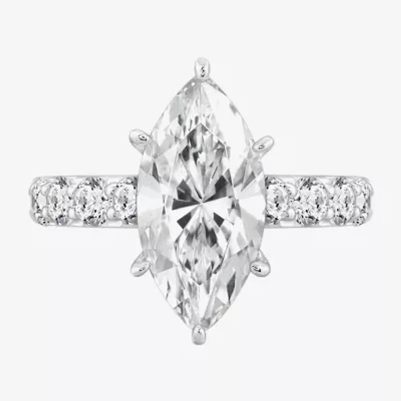 Diamonart Womens Cubic Zirconia Sterling Silver Marquise Side Stone Cocktail Ring