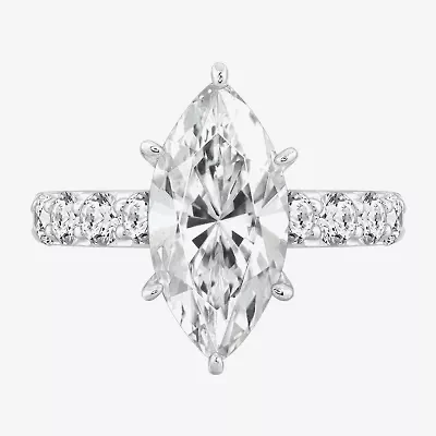 Diamonart Womens Cubic Zirconia Sterling Silver Marquise Side Stone Cocktail Ring