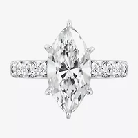 Diamonart Womens Cubic Zirconia Sterling Silver Marquise Side Stone Cocktail Ring