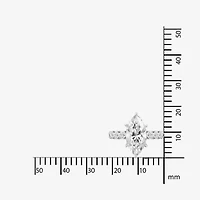 Diamonart Womens Cubic Zirconia Sterling Silver Marquise Side Stone Cocktail Ring